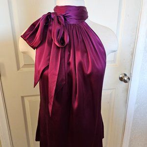 Striking Ramy Brook purple silk neck tie blouse Small